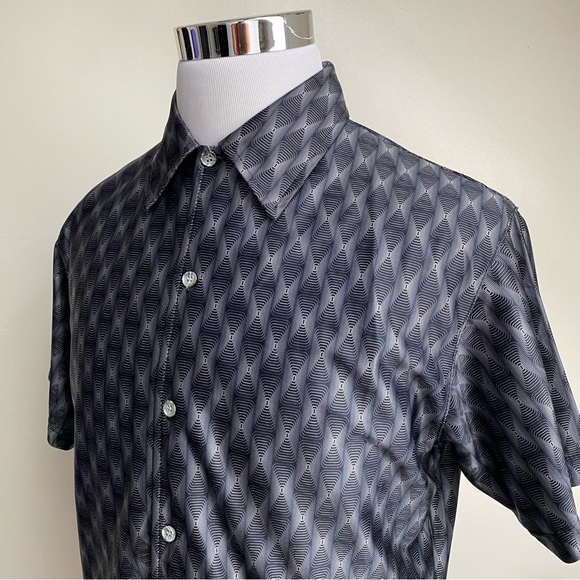 Vintage 90s Geometric Metallic Button Up Shirt - Picture 9 of 15